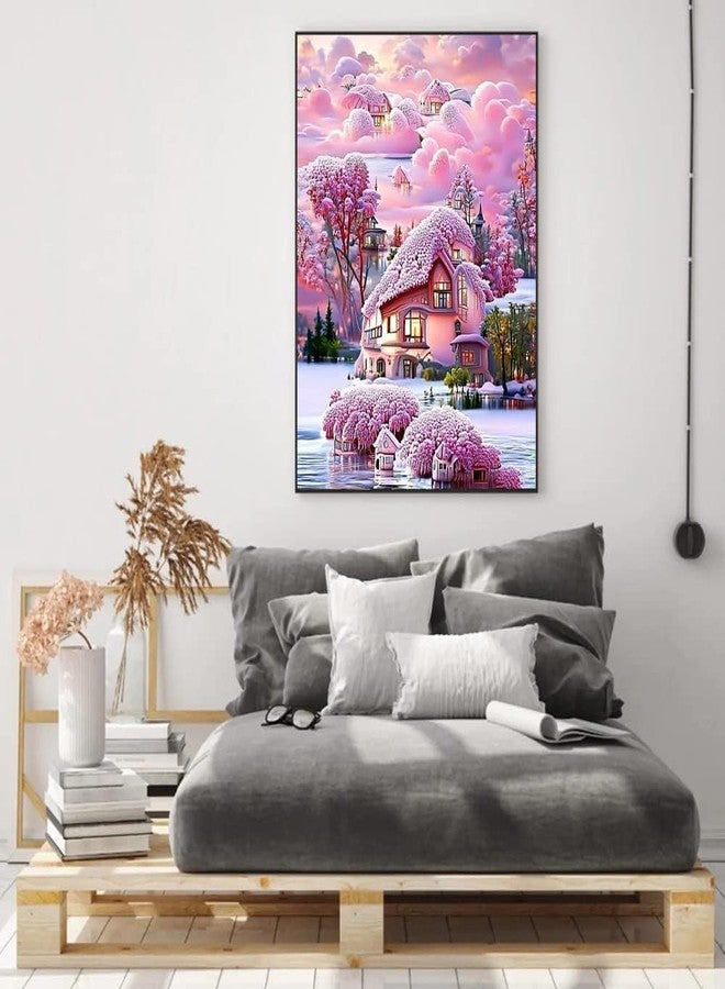 TREXEE DIY Diamond Painting Kits for Adults - Dream Scenery Pink House with Clouds Full Round Drill Diamond Art Kits for Gifts Wall Room Decor (12x16 inch) Unframed - Image 3